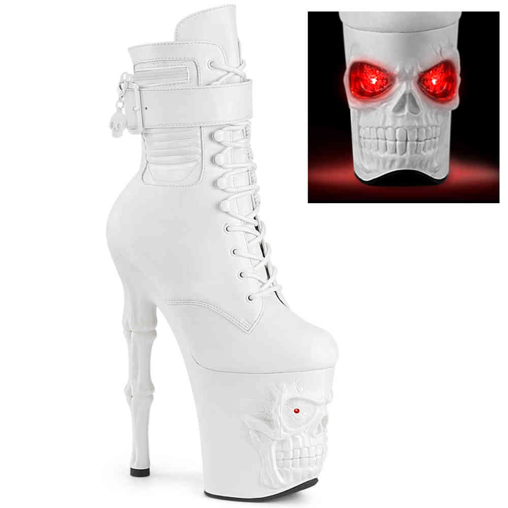 Pleaser - RAPTURE-1020STR-LT Bottes de plate-forme, Pole dance chaussures - Blanc